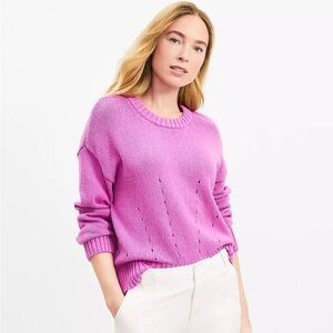 LOFT Fuchsia Crew Neck Sweater